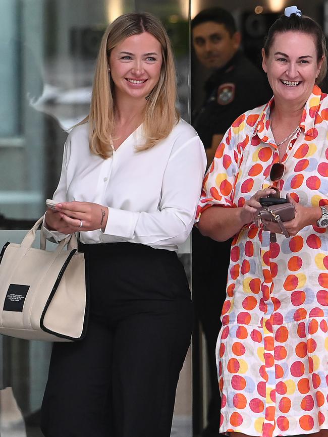 Two family members of Daniel Wayne John Roberts leave his bail hearing at the Brisbane Supreme Court on Wednesday. Picture: John Gass/NCA NewsWire