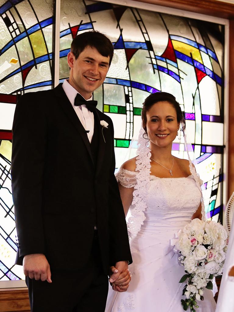 Andrea and Drew Gatfield on their wedding day.