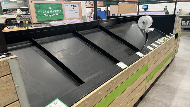 Territorians are already feeling the brunt of flood-affected travel as popular grocery stores become bare. Picture: Melanie Plane