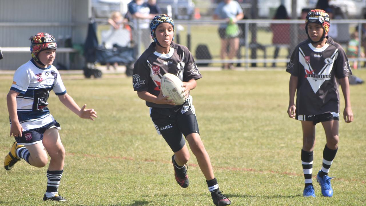 Libaan Hajiyussuf in the Magpies and Bulldogs White clash in the RLMD U11 Mixed division at RLMD Fields, August 7, 2021. Picture: Matthew Forrest