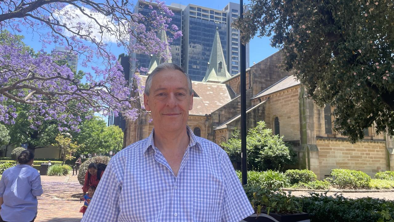 St John's Anglican Cathedral Reverend Bruce Morrison at the church site.