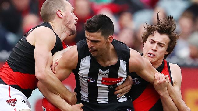 James Kelly (left) says young Bomber McGrath is unflappable. Pic: Michael Klein