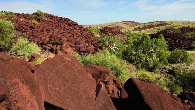 Aboriginal rock art depicting a kangaroo figure, Burrup Peninsula. Picture: supplied