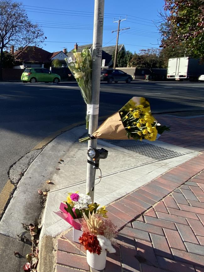 Tributes left at the scene of the crash in which a 28-year-old motorcyclist was killed. Picture Roy Van Der Vegt