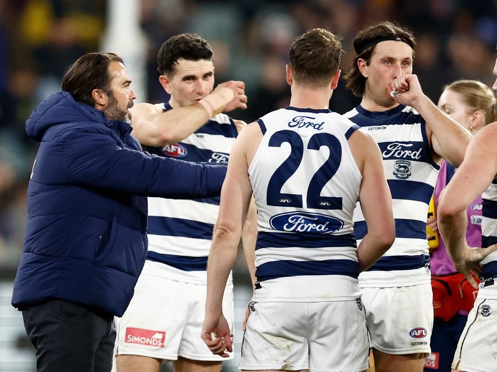 Chris Scott says Geelong has no interest in rebuilding. Picture: Michael Willson/AFL Photos via Getty Images