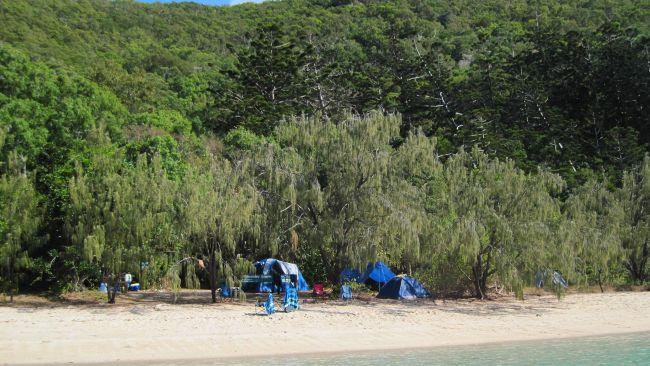 4/9
Crayfish Beach    , Whitsunday islands National Park, Qld 
 Scamper  boat service drops campers off at islands around Whitsunday Islands National Park and there’s nothing so invigoratingly isolating as seeing the boat disappear around the headland leaving just you, the elements and Kurt the Swedish backpacker. Crayfish Beach campground is in Mackeral Bay South on Hook Island. Its three campsites sit on the sandy beach amid shells, washed-up coconut husks and a scarcity of trees including a pandanus or two. Facilities include basic drop toilets, picnic tables and a handmade swing at one end near a little creek. Most campers hire equipment such as gas stoves and tents from Scamper. The coral has taken a battering but there’s still marine-life aplenty, including harmless whitetip reefsharks and stingrays.