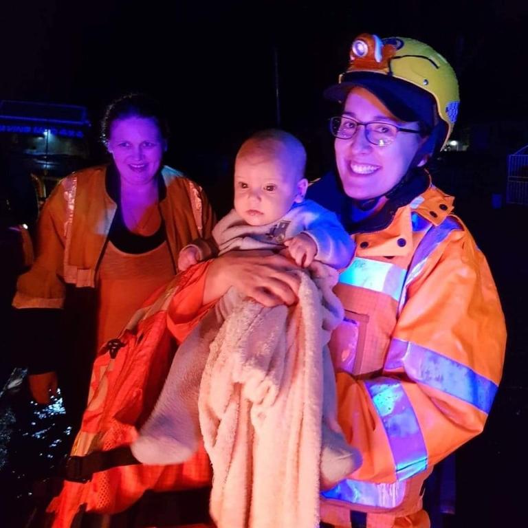 NSW SES Ryde volunteer rescued a 5 month old infant, a child, 4 adults and 3 dogs in Londonderry. Picture: NSW SES Ryde Unit