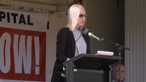 Jenna Woodland at a Community campaign over the state of Griffith Base Hospital.