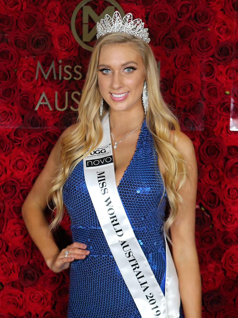 Miss World Australia Sarah Marschke at the crowning at Palazzo Versace, Gold Coast. Picture: Richard Gosling/AAP