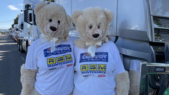 RGM Maintenance staff Cathy Markwell and Anita Brierley dress up as teddy bears to boost the atmosphere of the convoy for the children.