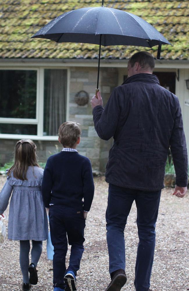 Prince William, Prince George and Princess Charlotte helped to pack up and deliver food packages for isolated pensioners in the local area in April. Picture: Instagram