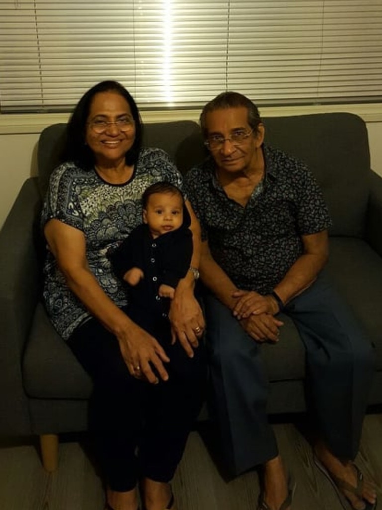 Ravi Simons' mother Joyce Simons and late father Alexander Simons pictured with their grandson before the Covid-19 pandemic.