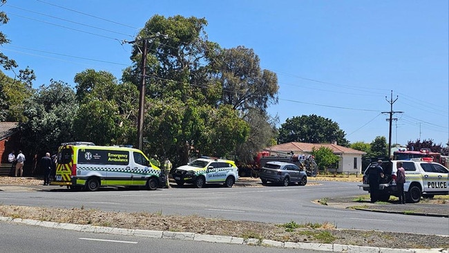 A large presence of police and other emergency services, including hazmat, are currently at the scene of an incident in Mount Gambier. Picture: Josh Lynagh.