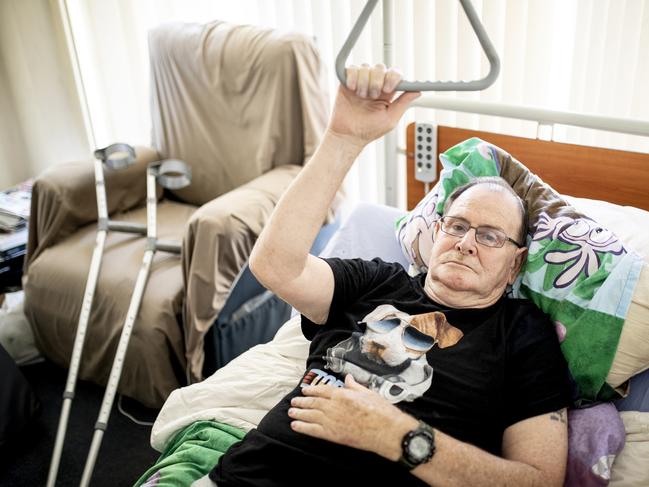 Bill Winter is in a wheelchair and lives in, social housing at Sorell. Picture: EDDIE SAFARIK