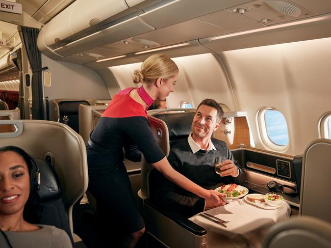 Qantas business class in its A330 aircraft. Picture: Qantas.