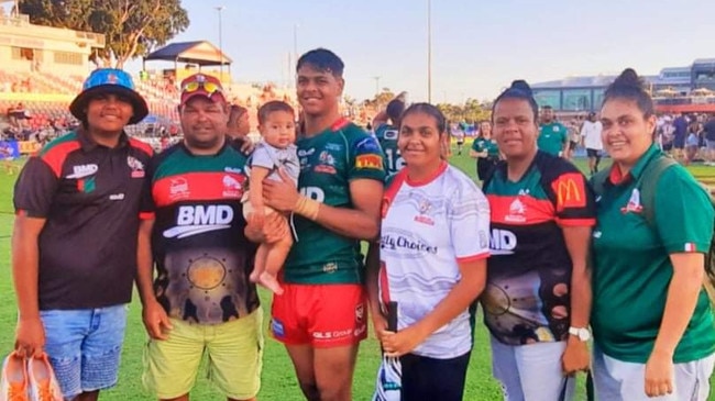 The Cobbo family (left to right) Shamus jnr, Shamus snr, Tyresee jnr, Selwyn Cobbo, Samantha, Kaylene (mum) and Madeleine