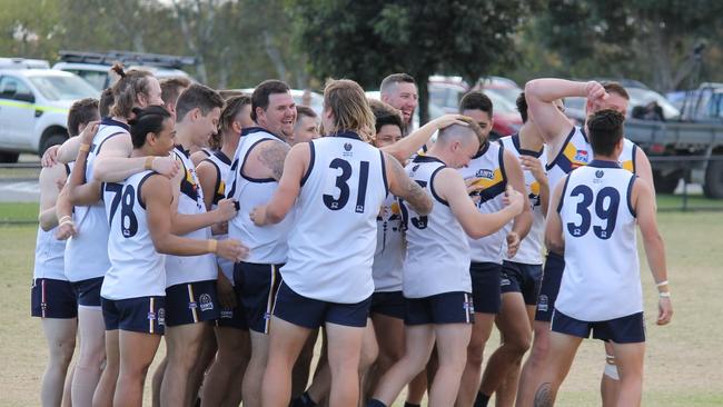 The Saints are a happy bunch after their big win. Pic: Narre South Saints.