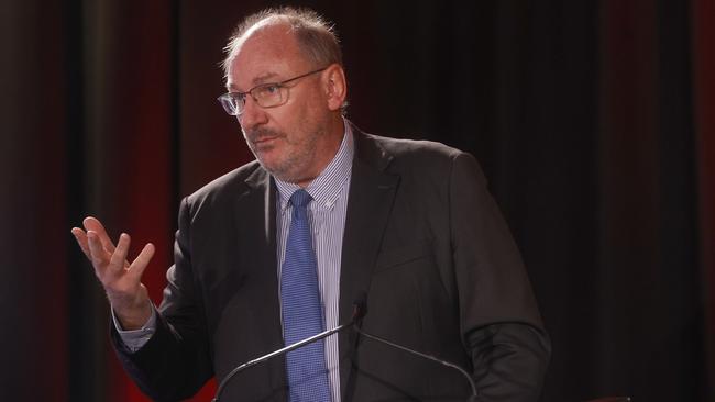 Qantas chair John Mullen addresses the AGM in Hobart. Picture: Nikki Davis-Jones