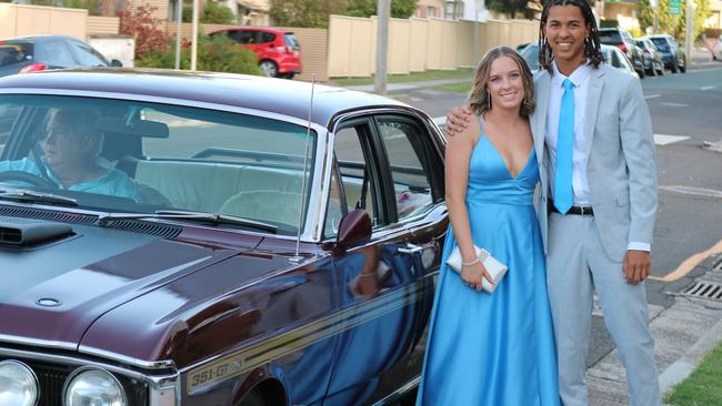 Zeke Weber and Brooke Cameron at the Suncoast Christian College 2023 formal in The Events Centre, Caloundra. Picture: Letea Cavander