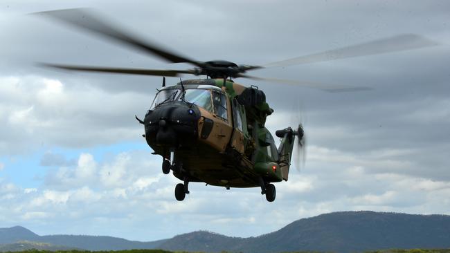 MRH-90 Taipan helicopter flight around Townsville. Taking off at Cape Cleveland. Picture: Evan Morgan