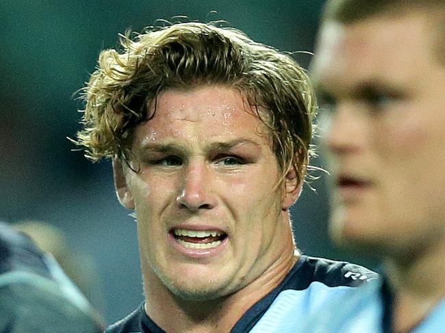 Waratah Michael Cooper and team after a Brumbies try during the Super Rugby game between the NSW Waratahs and the ACT Brumbies at Allianz Stadium .Picture Gregg Porteous