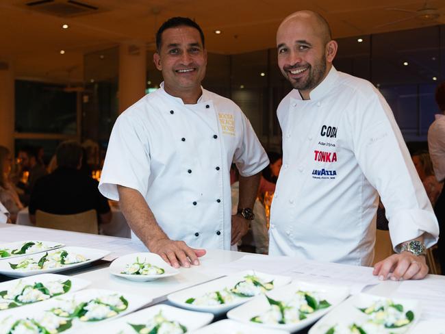 Peter Kuruvita and Adam D’Sylva think outside the box, but Peter (left) says his gran will hit him with a spoon if he changes traditional dishes too much. Picture: Jen Dainer/Industrial Arc Photography