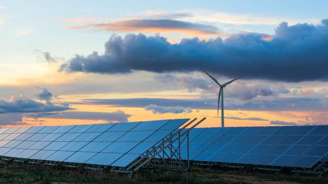 Renewable energies at sunset