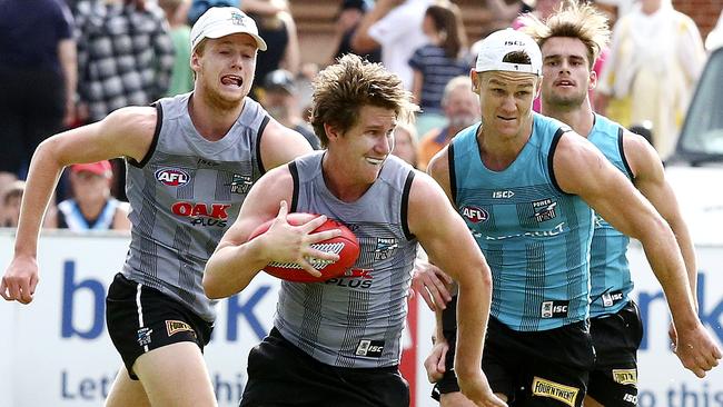 Port Adelaide’s Matt White at Power training at Alberton Oval.