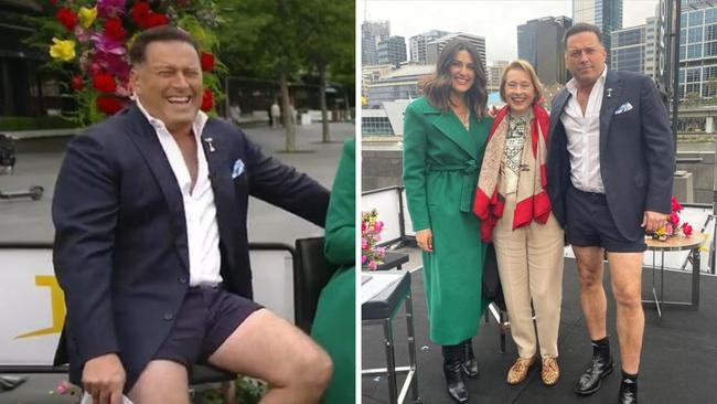 Karl Stefanovic has poked fun at the Victoria Racing Club’s controversial decision to allow men to wear shorts in the members’ area at Flemington during Cup Week for the first time. Picture: TODAY/Facebook