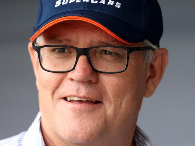 BATHURST, AUSTRALIA - DECEMBER 05: Australian Prime Minister, Scott Morrison looks on during the Bathurst 1000 which is part of the 2021 Supercars Championship, at Mount Panorama, on December 05, 2021 in Bathurst, Australia. (Photo by Brendon Thorne/Getty Images)