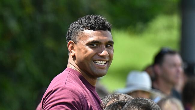 10/1/2024: Tevita Pangai Jr watches pre season Broncos training at Red Hill, Brisbane. pic: Lyndon Mechielsen/Courier Mail