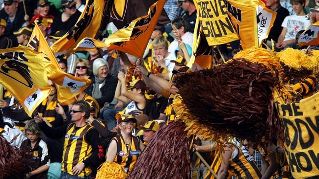  AFL Football, Hawthorn versus Port Adelaide at Aurora Stadium in Launceston Tasmania, fans at the football game 