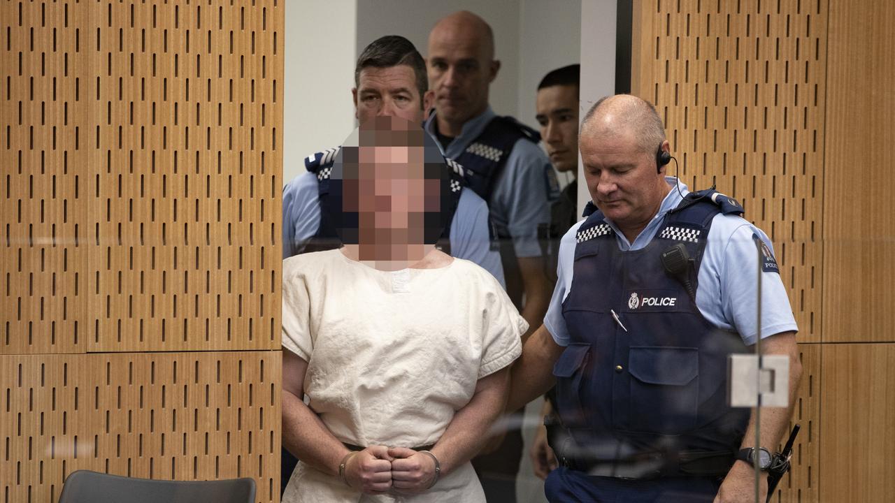 Brenton Tarrant is lead into the dock in Christchurch District Court, charged with murder. Picture: Getty Images