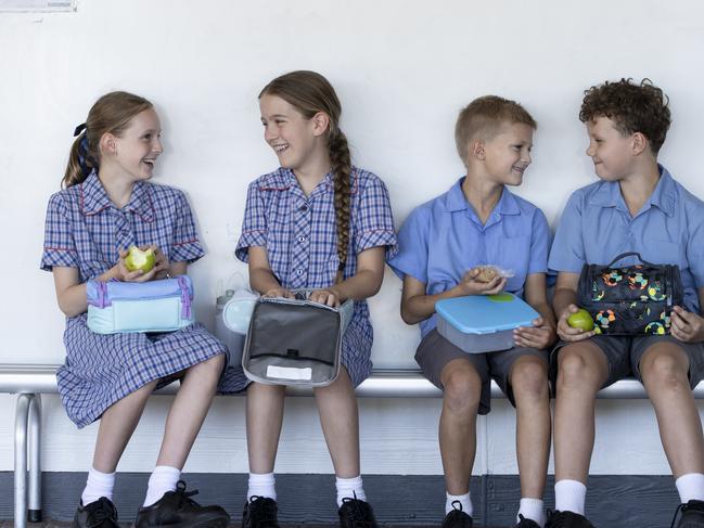 Calvary Lutheran Primary School has no canteen for equality reasons. They say canteens creates a culture of haves and have nots. Eadie 10, Anita 10,Hudson 8 and Caiden 9 . 29th January 2025 Picture: Brett Hartwig