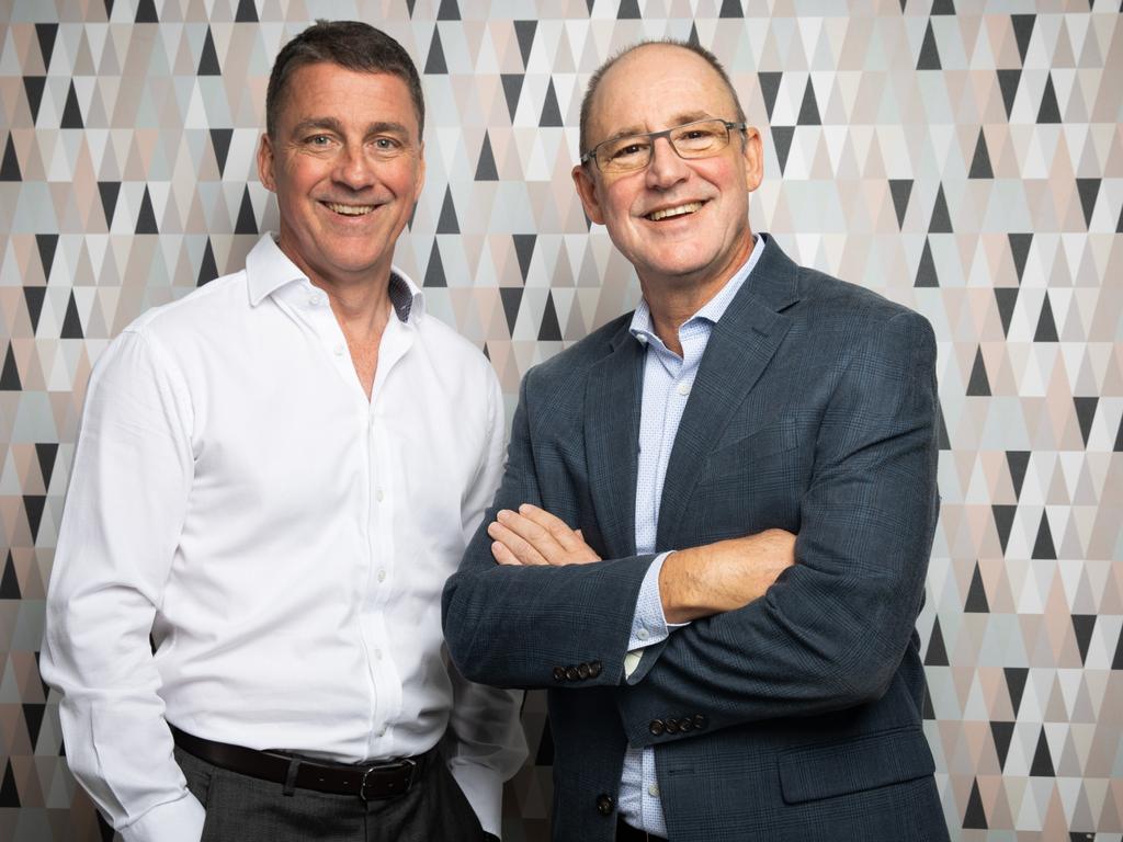 Steve McArthur and Mark Bowman of Genea Fertility say their friendship has been beneficial in the workplace. Picture: Renee Nowytarger Photography