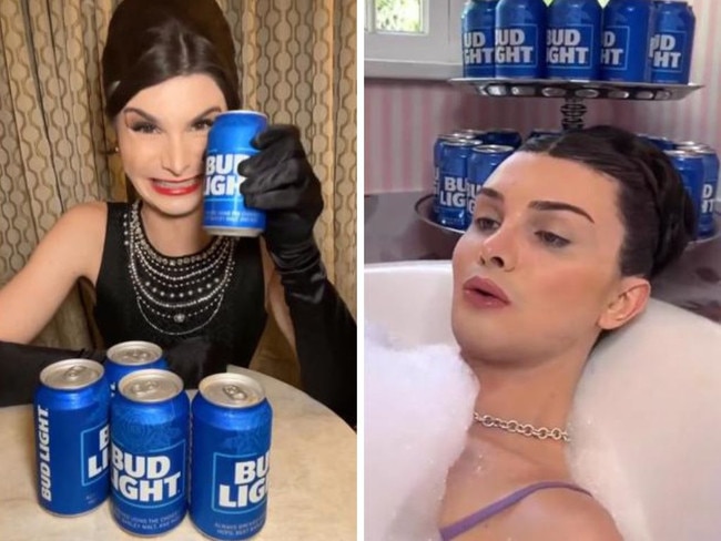 Bud Light faced a customer backlash after partnership with controversial trans TikTok star Dylan Mulvaney. Picture: Twitter