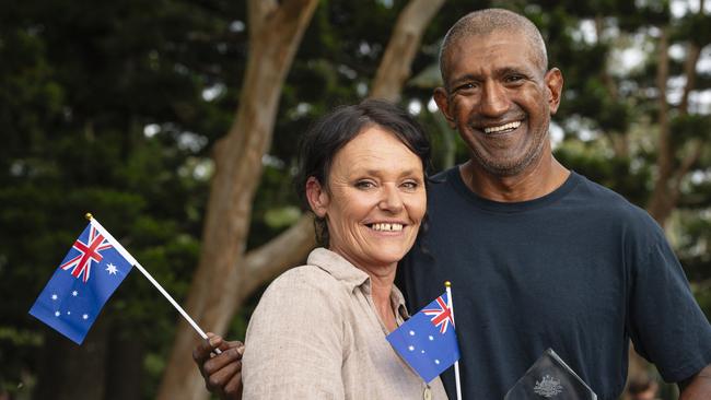 Susy and Adam Wenitong of Adapt Mentorship are named the Toowoomba Aboriginal and Torres Strait Islander Citizen of the Year at Toowoomba Australia Day celebrations at Picnic Point, Sunday, January 26, 2025. Picture: Kevin Farmer