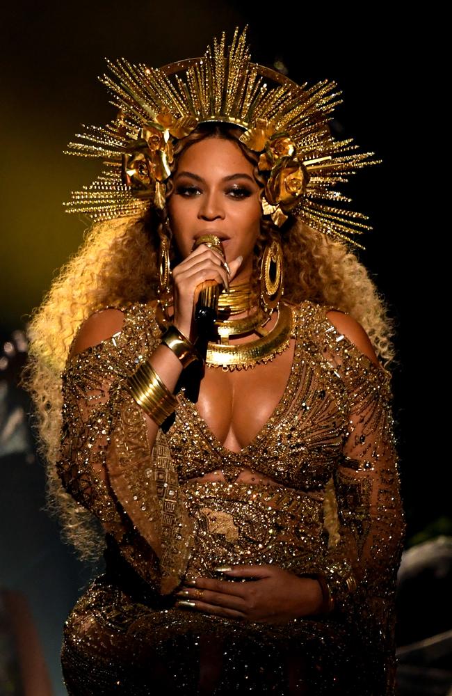 Beyonce performs onstage during The 59th GRAMMY Awards at STAPLES Center on February 12, 2017 in Los Angeles, California. Picture: Getty