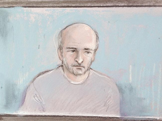 A courtroom sketch of murder accused Edward Tenniswood by artist Elizabeth Cook.