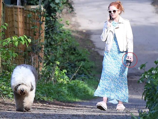 Isla Fisher was photographed walking her dog in London. Picture: Splash News