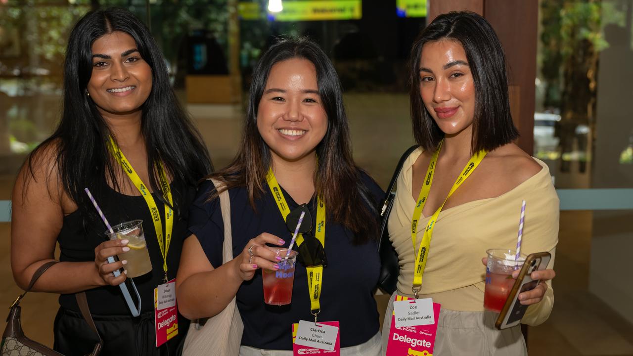 Oshani Withanage, Clarissa Chun and Zoe Sadler at Cannes In Cairns on Tuesday Morning. Picture Emily Barker