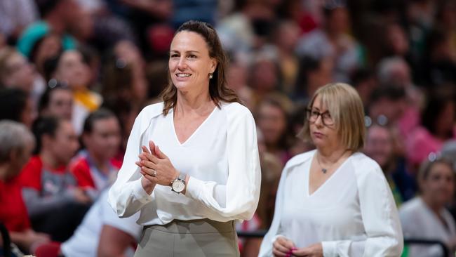 New Queensland Firebirds coach Megan Anderson in front of former Diamonds coach Lisa Alexander, who she beat for the job. Picture: Narelle Spangher, Netball Australia