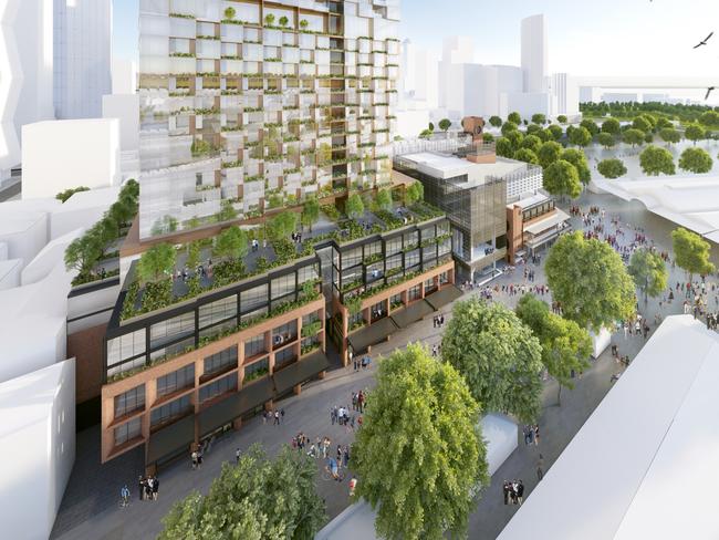 Artist’s image of proposed Munro site redevelopment next to Queen Victoria Market. Picture: Supplied