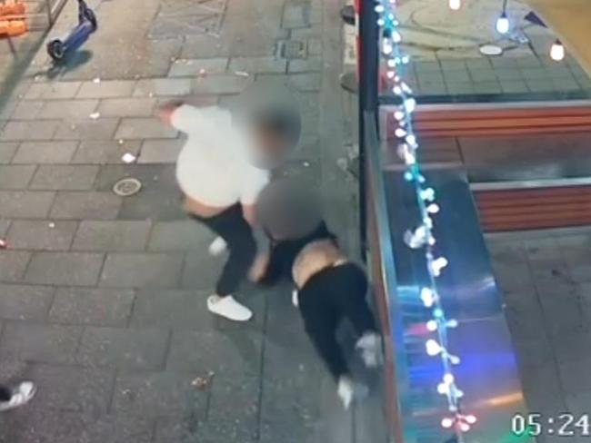 BLURRED A young man has been rushed to hospital in a fight for life after an early morning assault on Hindley St in the CBD. Picture: 7NEWS