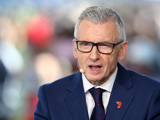 SYDNEY, AUSTRALIA - NOVEMBER 07: Bruce McAvaney commentates for the Seven Network during Sydney Racing at Royal Randwick Racecourse on November 07, 2023 in Sydney, Australia. (Photo by Jason McCawley/Getty Images)