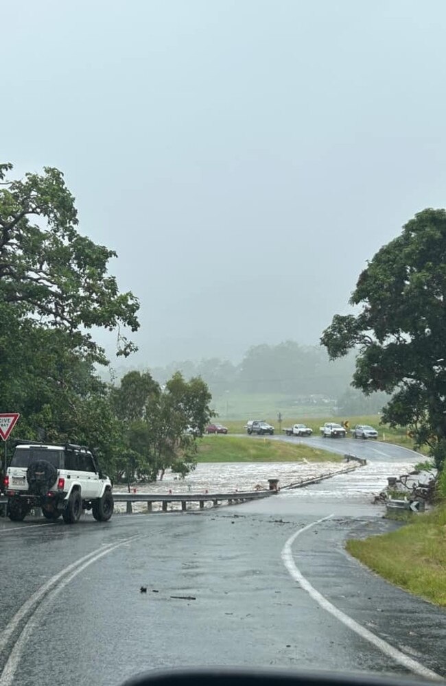 Reliance Creek bridge has flooded as rain smashes the Mackay region., with photos posted to Habana Facebook group. Photo: Contributed