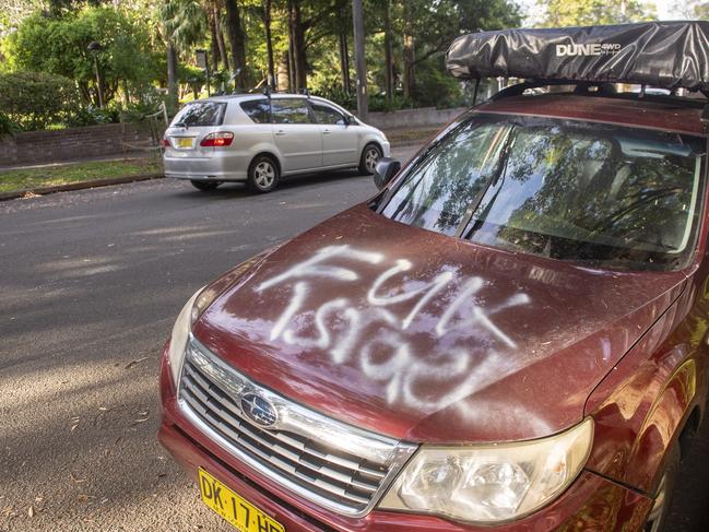 SYDNEY, AUSTRALIA. NewsWire Photos.November 21, 2024.Cars were damaged overnight with Anti-Israel graffiti in SydneyÃs eastern suburb of Woollahra.Picture: NewsWire / Jeremy Piper