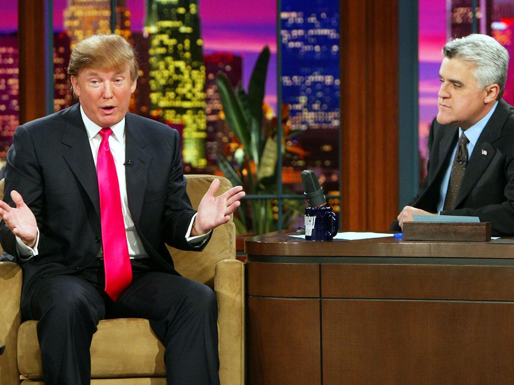 Billionaire Donald Trump appears on “The Tonight Show with Jay Leno” at the NBC Studios on April 7, 2004 in Burbank, California. Picture: Getty