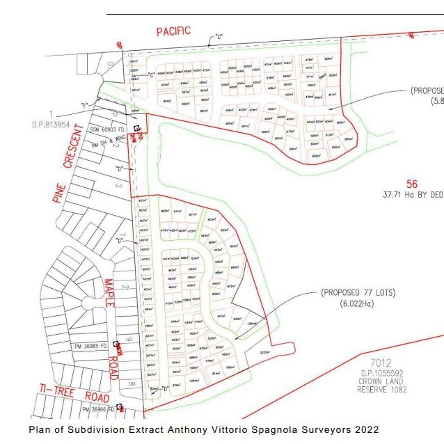 Site layout of the proposed residential land subdivision at Sandy Beach.