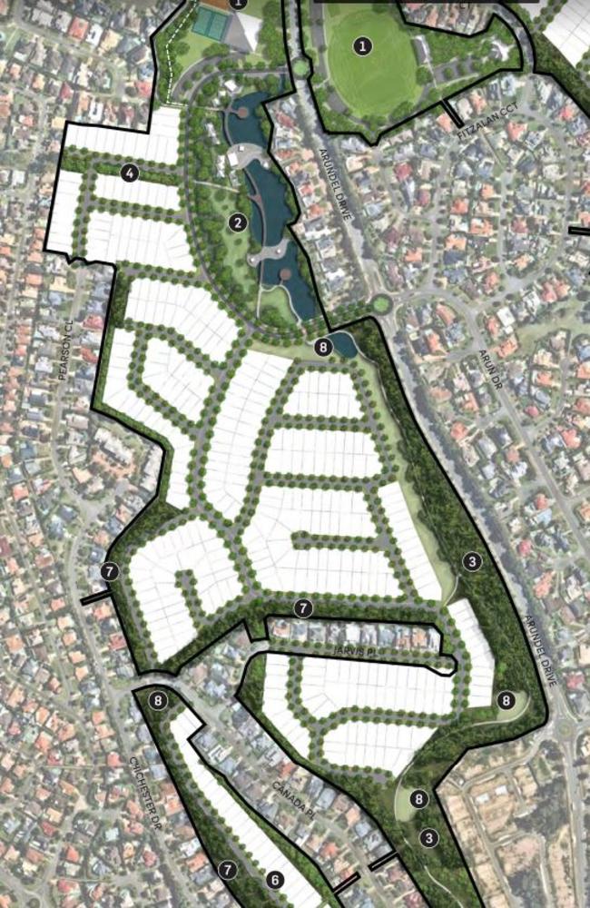 Arundel Estates indicative master plan for the former Arundel Hills Country Club site. Picture: supplied